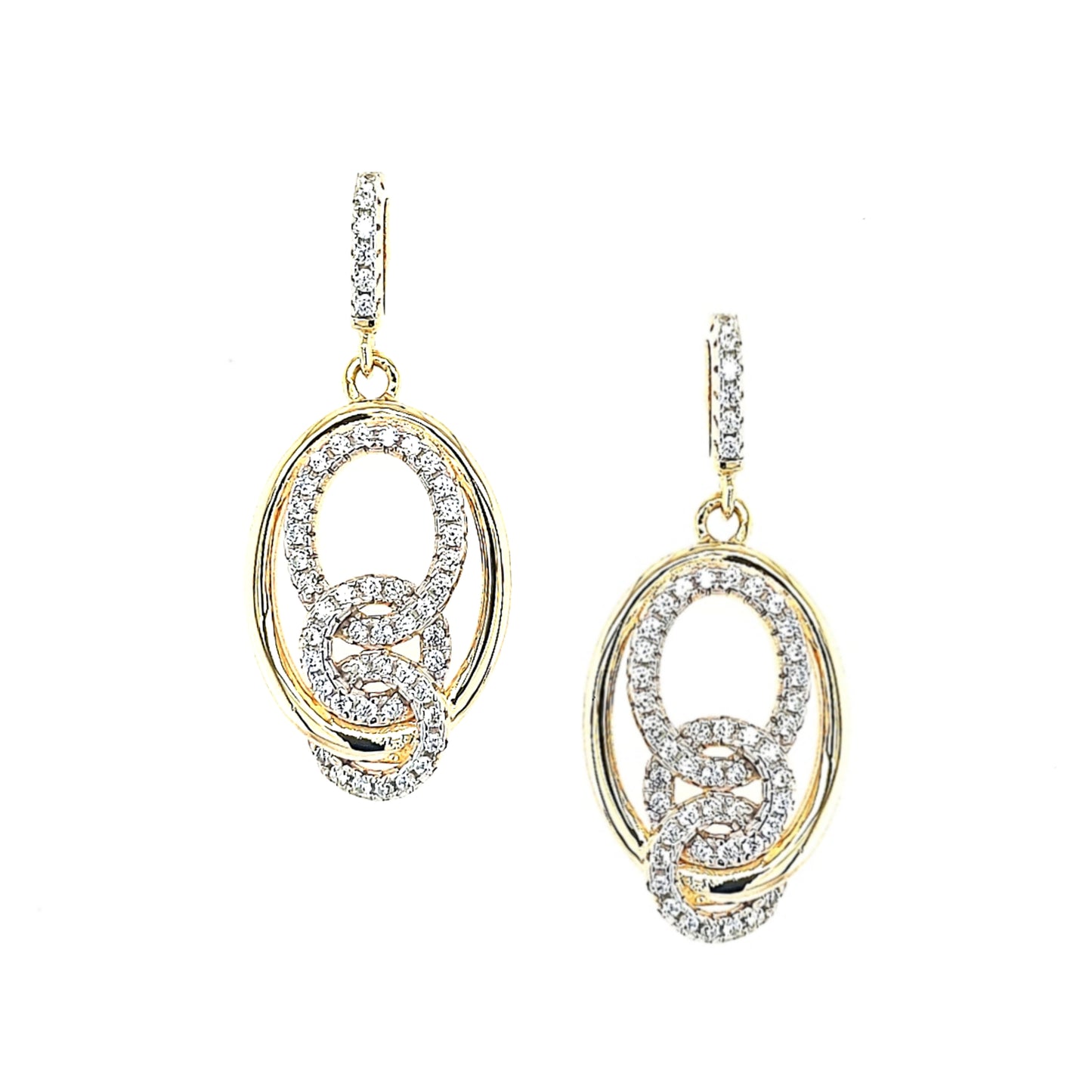 Gold Plated Sterling Silver Oval CZ Earring - HK Jewels