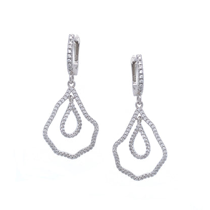 Sterling Silver Double Teardrop Earring - HK Jewels
