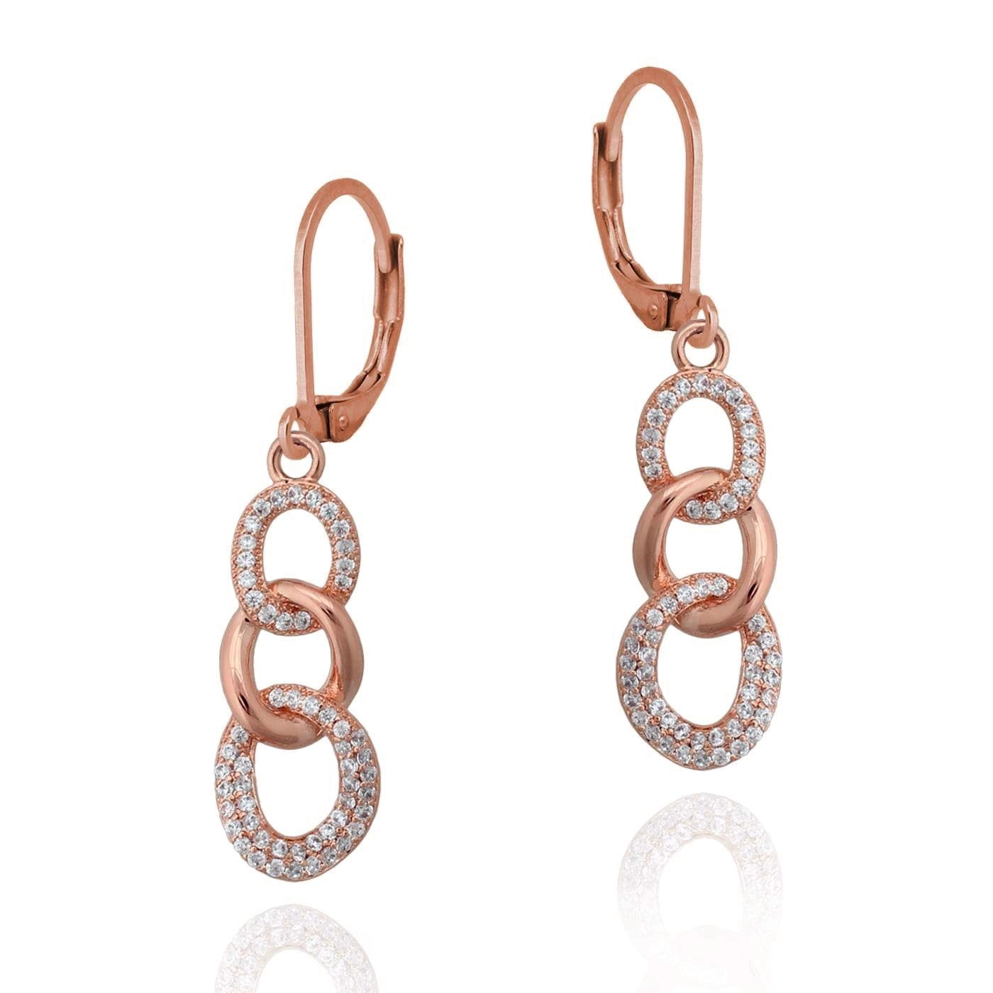 Surgical Steel Triple Link And CZ Earring - HK Jewels