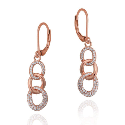 Surgical Steel Triple Link And CZ Earring - HK Jewels