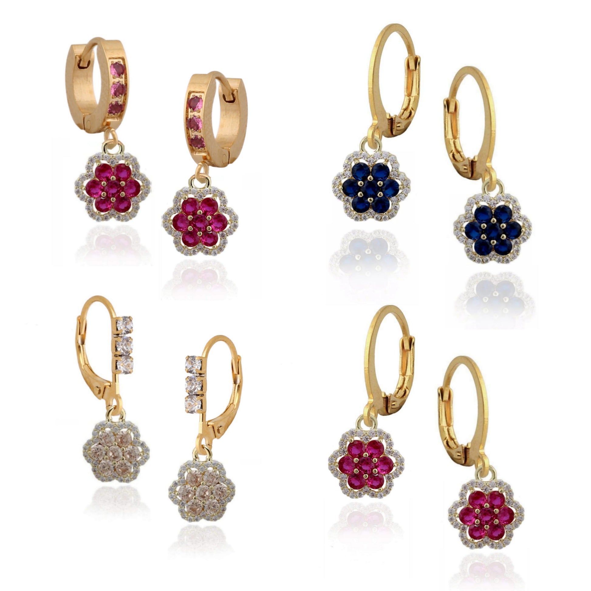 Seven Stone Flower Earring - HK Jewels