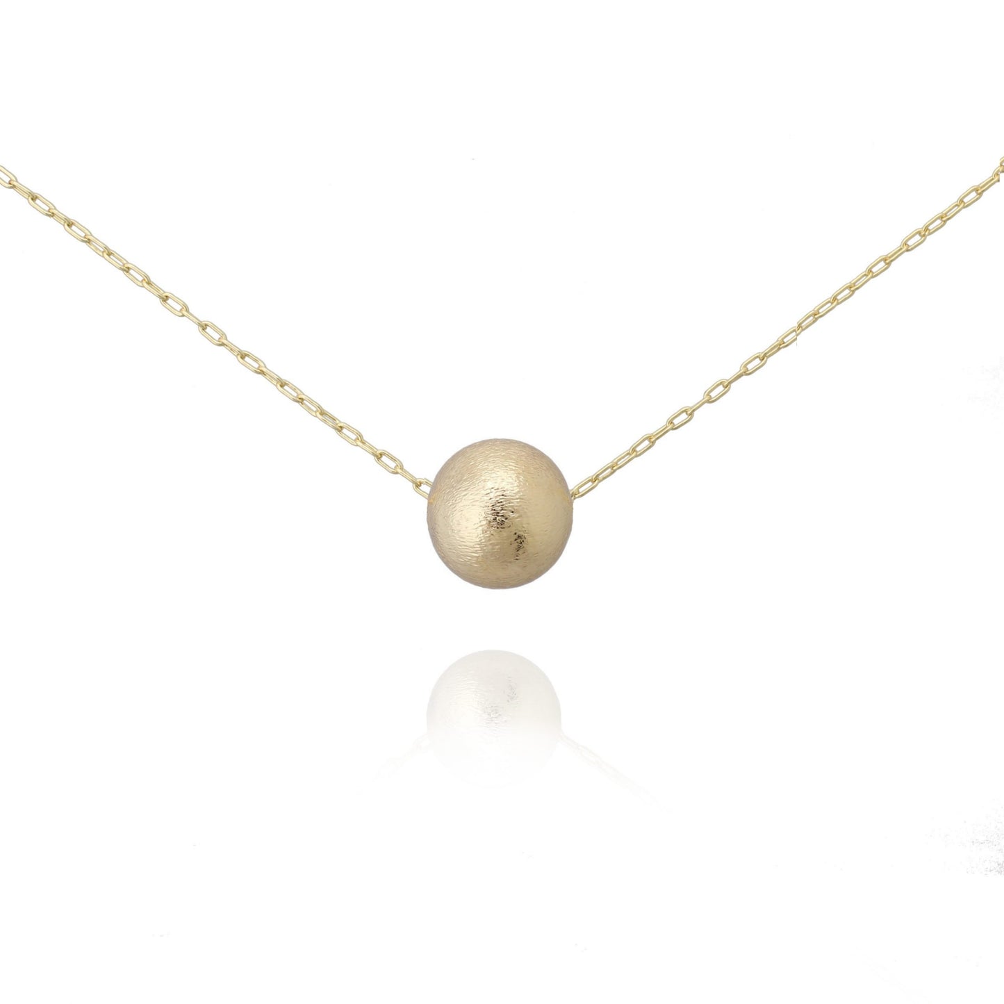 Single Brushed Gold Plated Ball Necklace - HK Jewels