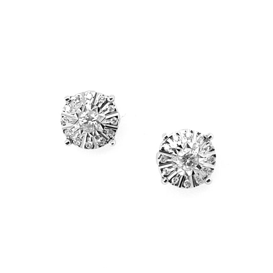 10K Gold And Diamond Round Solitaire 4-Prong Stud Earrings - HK Jewels