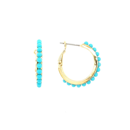Rounded Turquoise Huggie Earring - HK Jewels