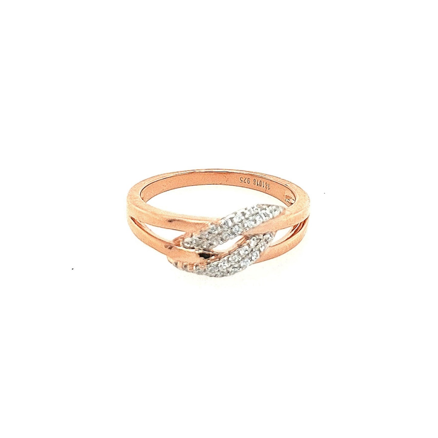 Sterling Silver Rose Gold Plated CZ Ring - HK Jewels