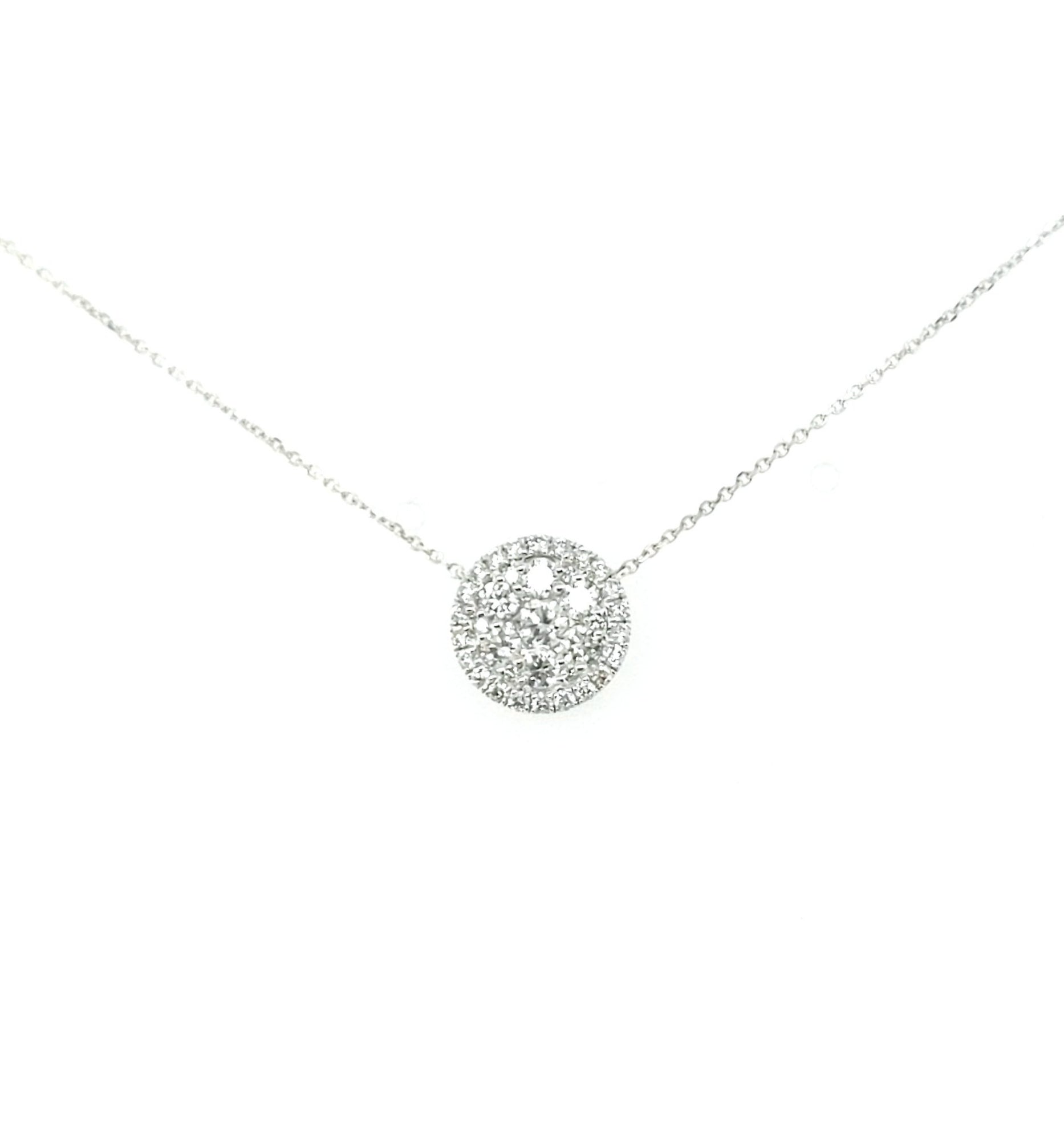 18K Gold And Diamond Solitaire Circle Necklace - HK Jewels