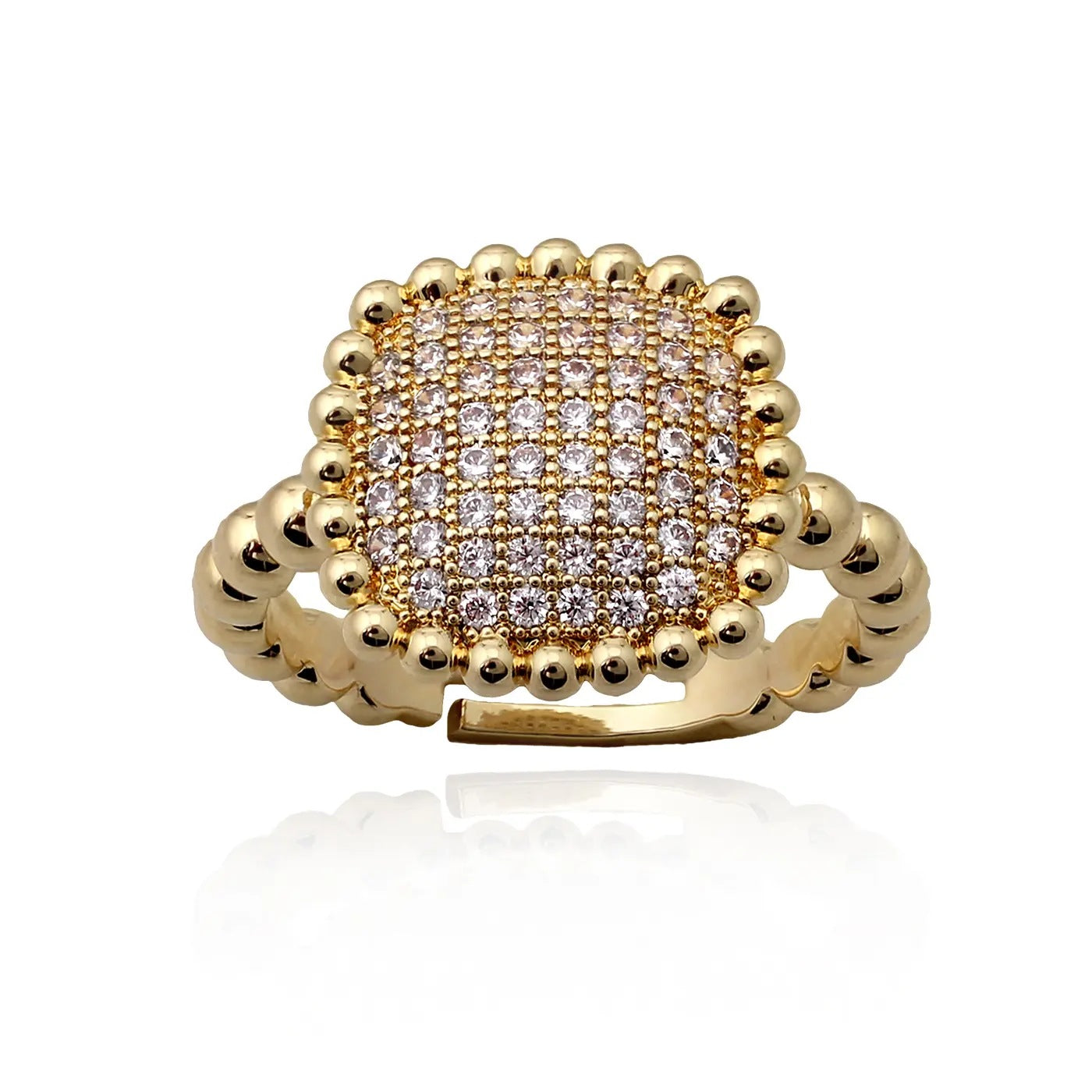 Gold Plated Square Pillow Ring - HK Jewels