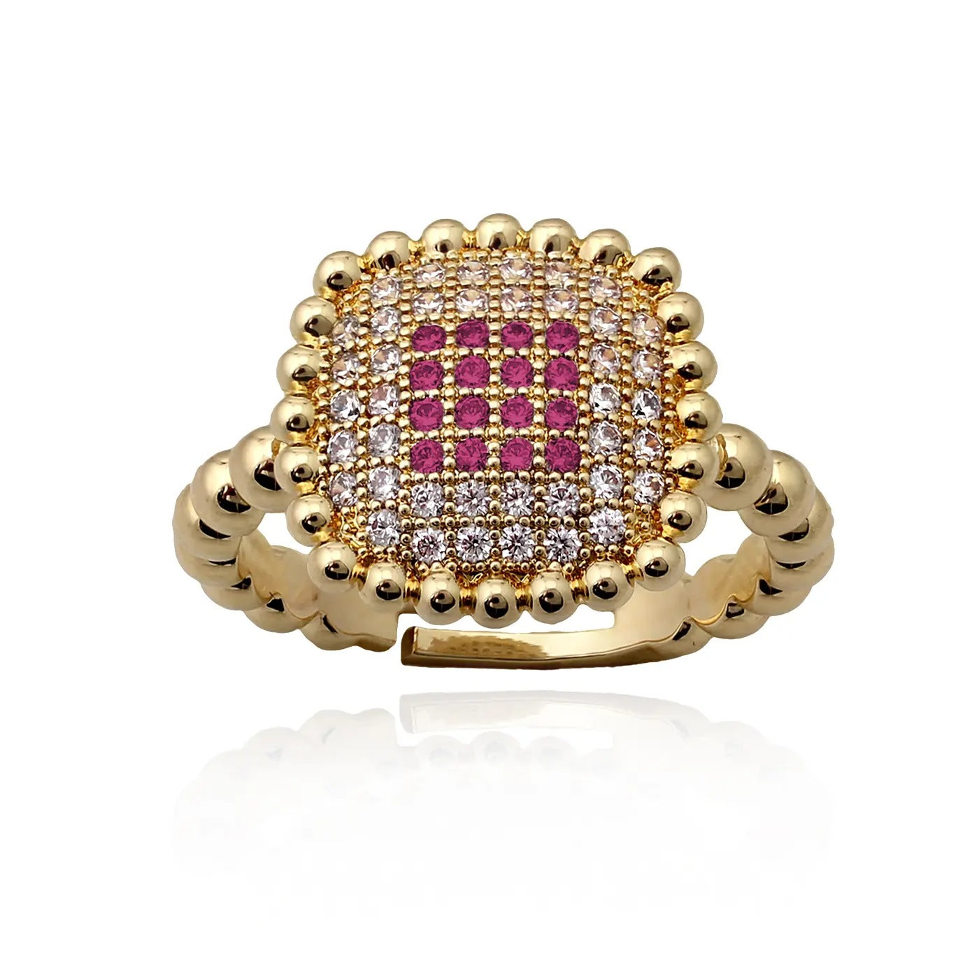 Gold Plated Square Pillow Ring - HK Jewels