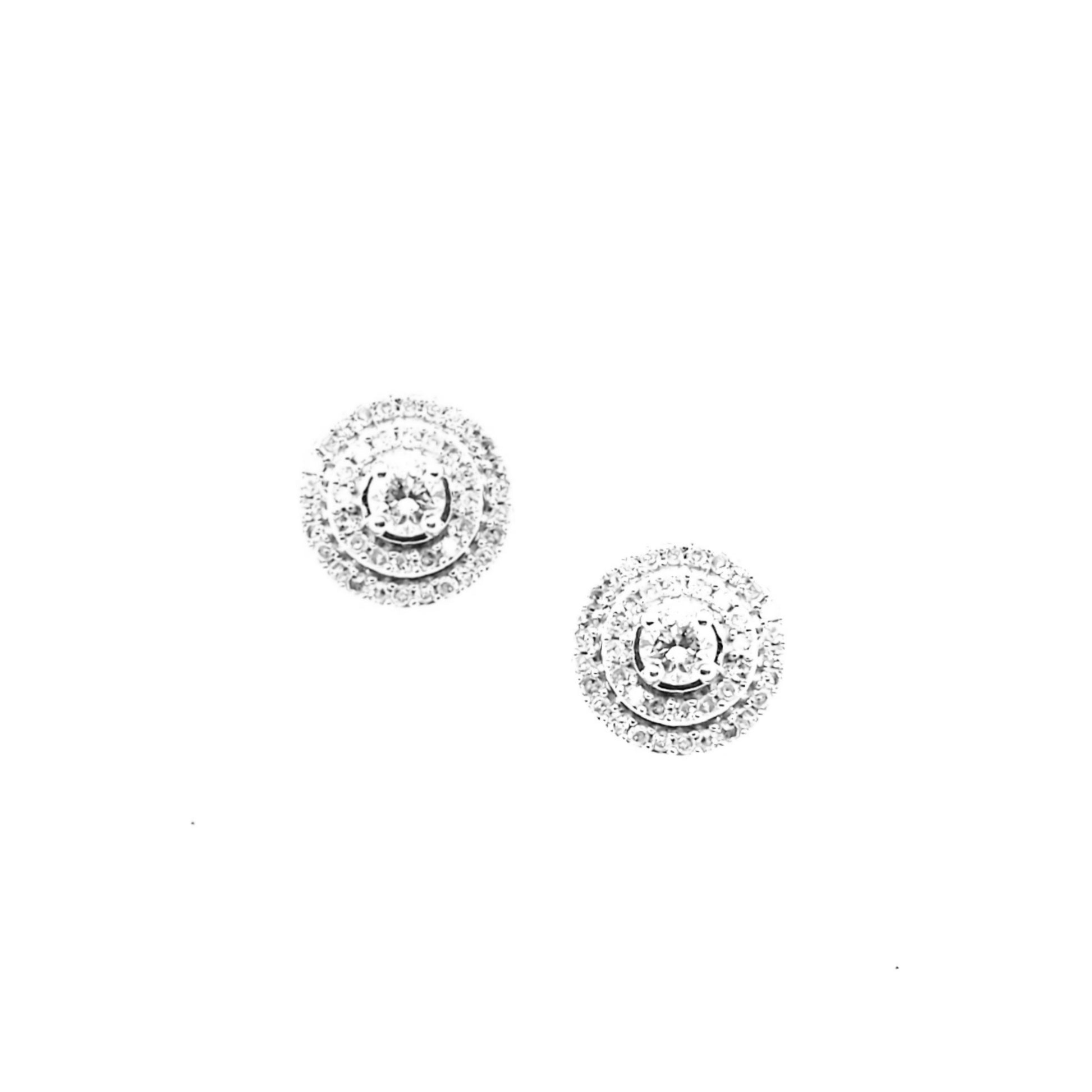 14K Gold And Diamond 3-Tier Circle Stud Earrings - HK Jewels