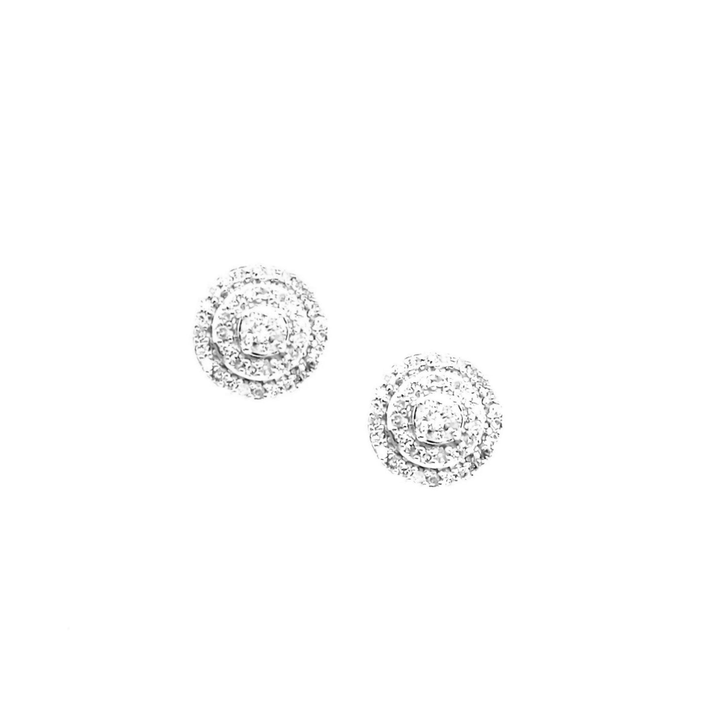 14K Gold And Diamond Small Round 3-Tier Stud Earring - HK Jewels