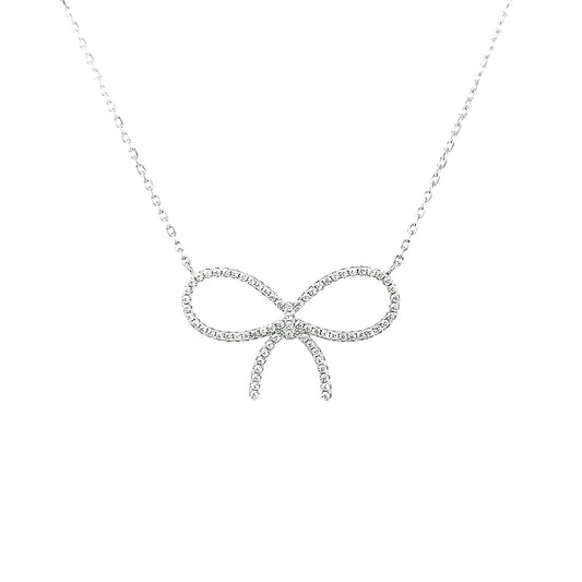 Sterling Silver CZ Bow Knot Necklace - HK Jewels
