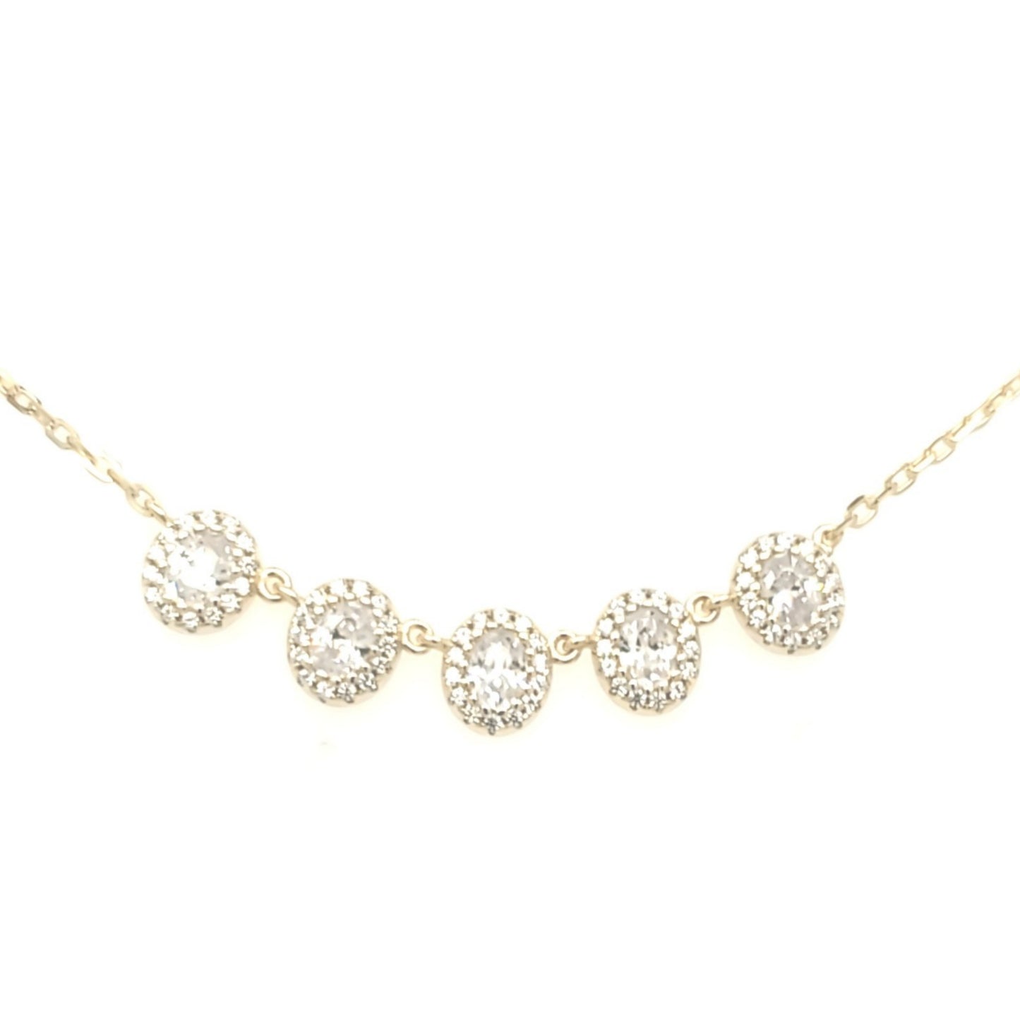 Sterling Silver Five CZ Circle Necklace - HK Jewels