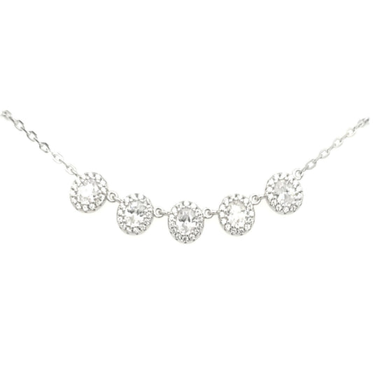 Sterling Silver Five CZ Circle Necklace - HK Jewels
