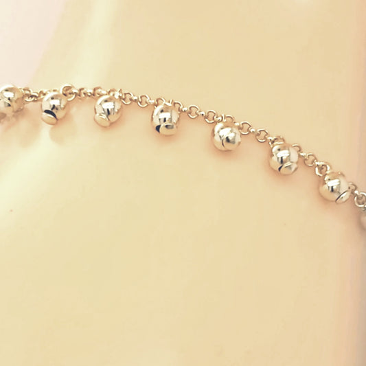 Sterling Silver Gold Plated Hanging Balls Bracelet - HK Jewels