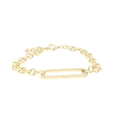 Sterling Silver Gold Plated CZ Long Rectangle Bracelet - HK Jewels