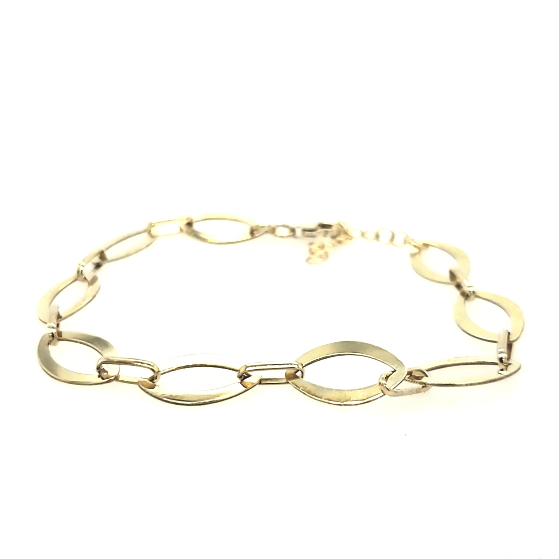 Sterling Silver Gold Plated Marquise Shaped Link Bracelet - HK Jewels