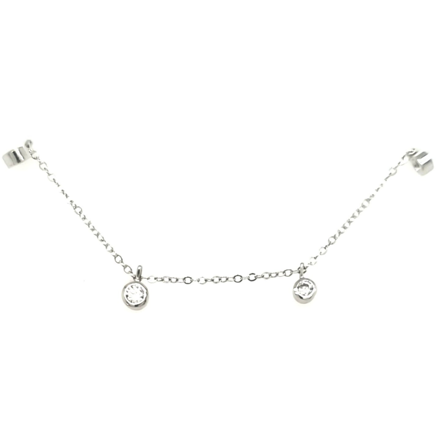 Sterling Silver Hanging CZ Choker Necklace - HK Jewels