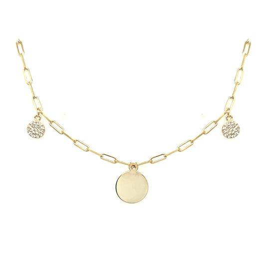 Sterling Silver Gold Plated CZ Circle Necklace - HK Jewels