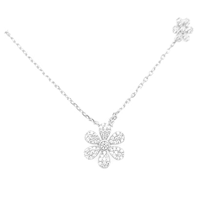 Sterling Silver Double Flower Necklace - HK Jewels