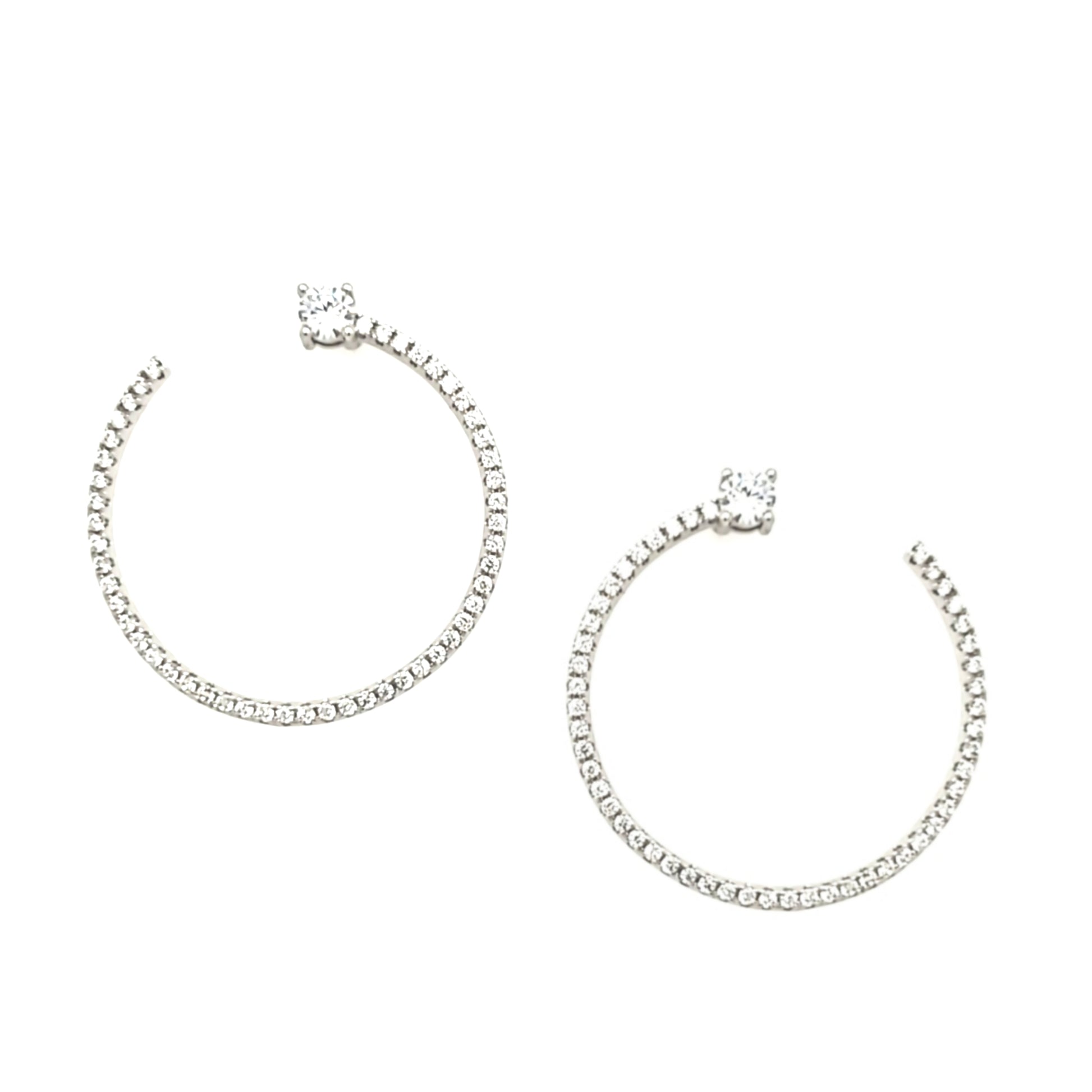 Sterling Silver Open Circle CZ Earring - HK Jewels