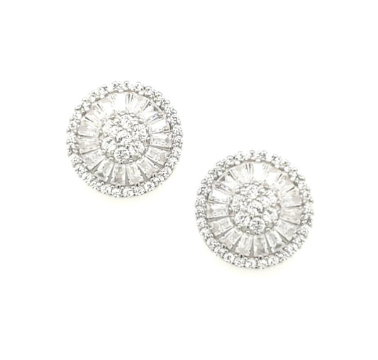 Sterling Silver Large Round CZ Earring - HK Jewels