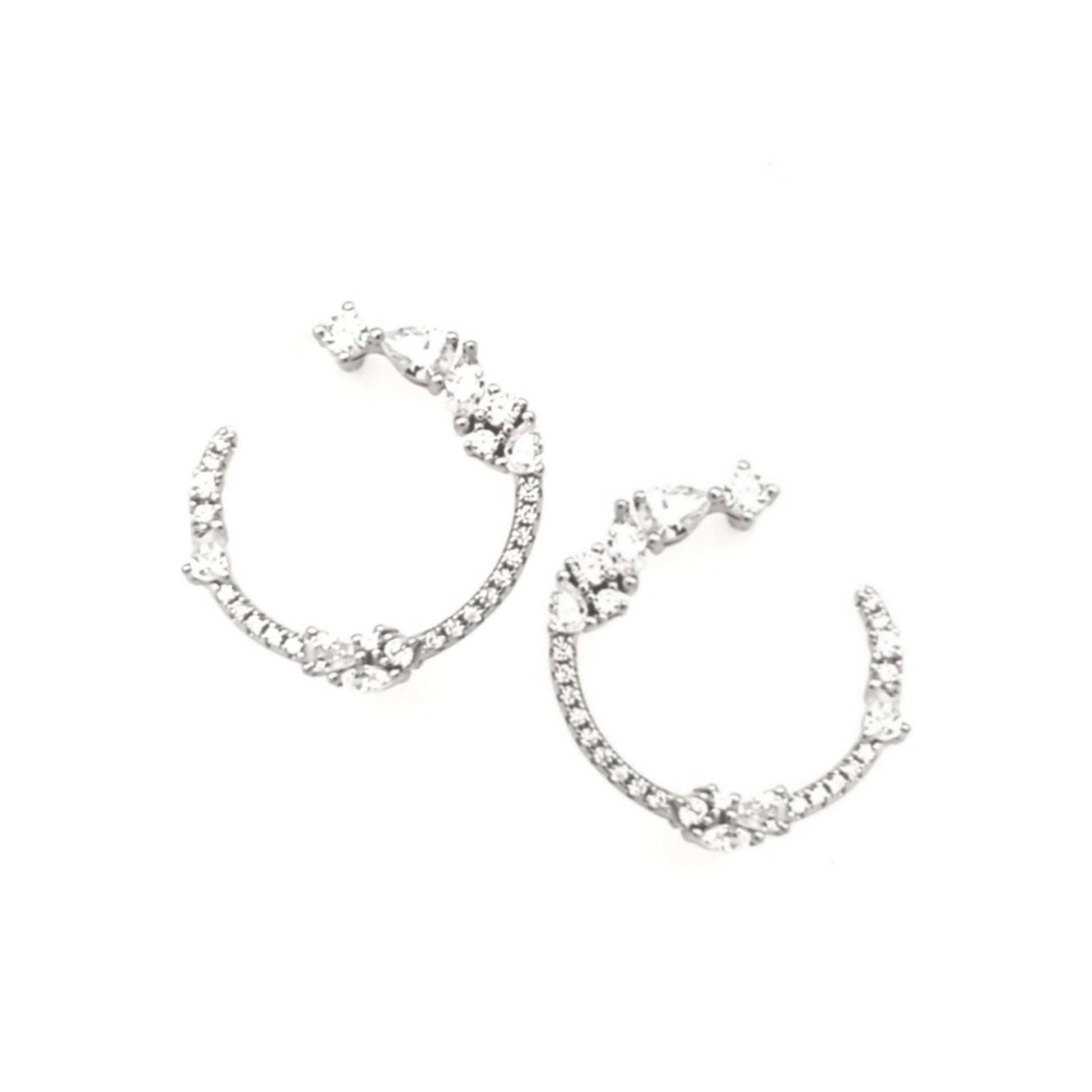 Sterling Silver Open Medium Circle CZ Earring - HK Jewels