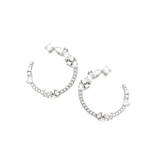 Sterling Silver Open Medium Circle CZ Earring - HK Jewels