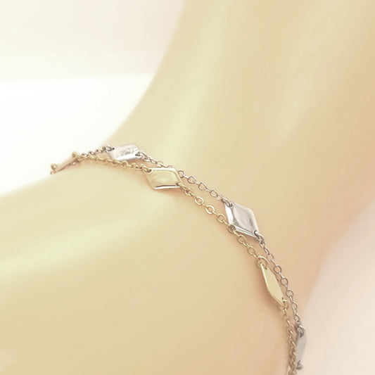 Sterling Silver Diamond Shapes On Bracelet - HK Jewels