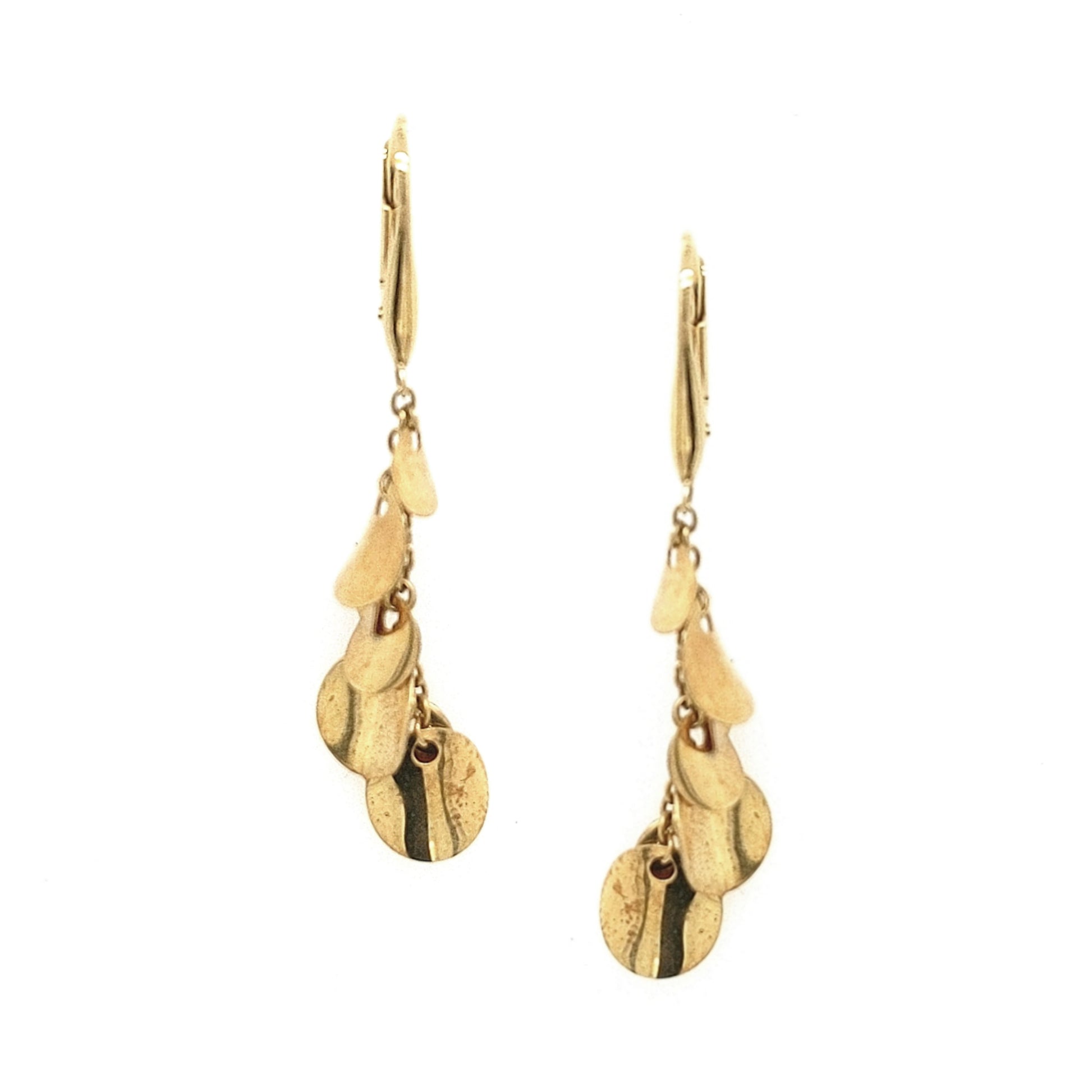 14k Gold Dangling Circles Leverback Earring - HK Jewels