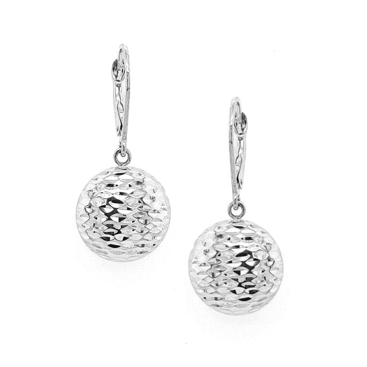 14k White Gold Round Leverback Earring - HK Jewels