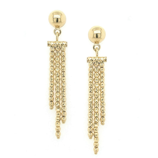 14k Gold Three Row Dangling Earring - HK Jewels