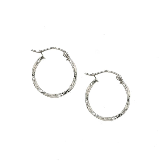 14k White Gold 3/4 Inch Round Hoop Earring - HK Jewels