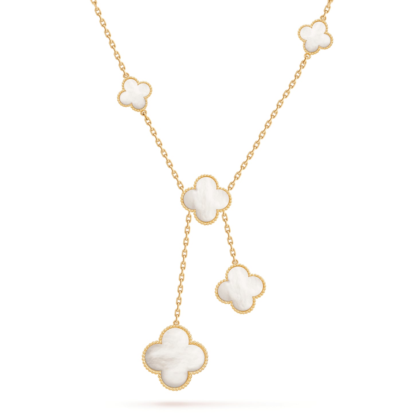 Sterling Silver Five Clover Y Shaped Necklace - HK Jewels