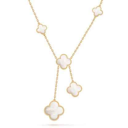 Sterling Silver Five Clover Y Shaped Necklace - HK Jewels