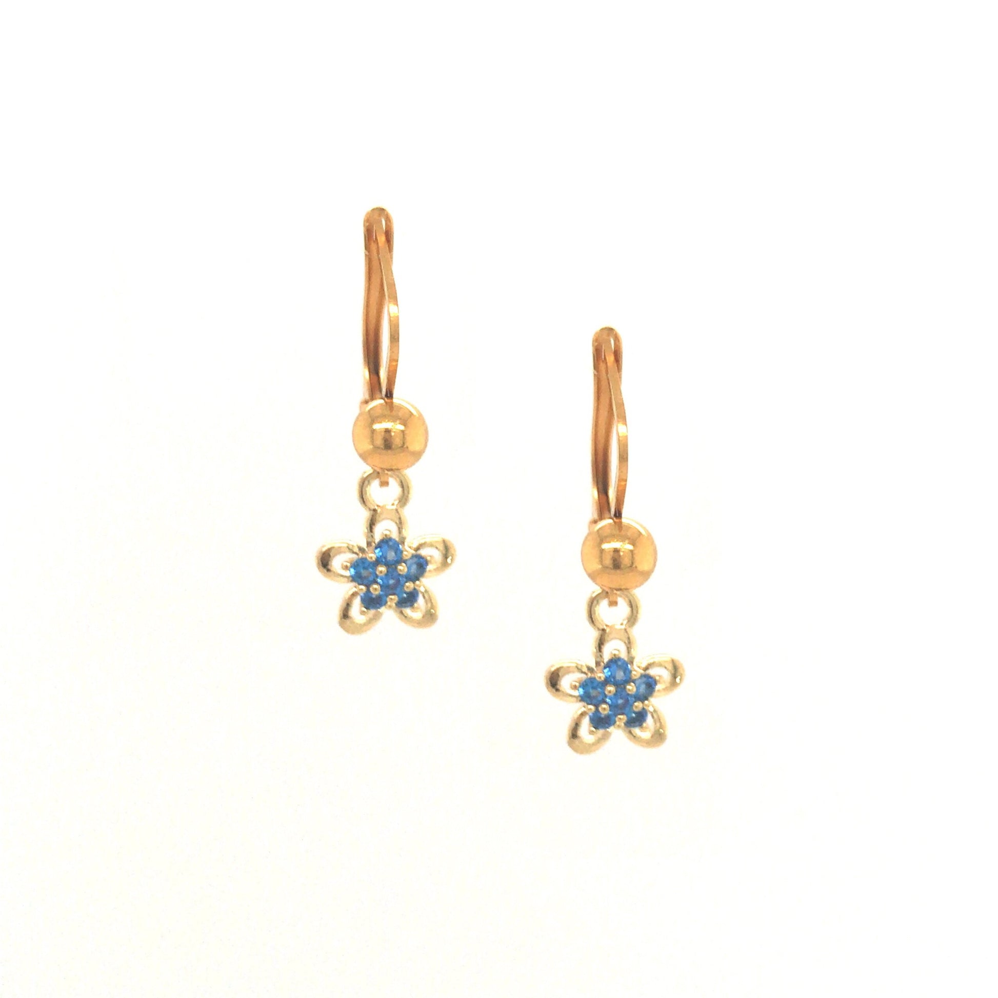 Small Blue Flower Leverback Earring - HK Jewels