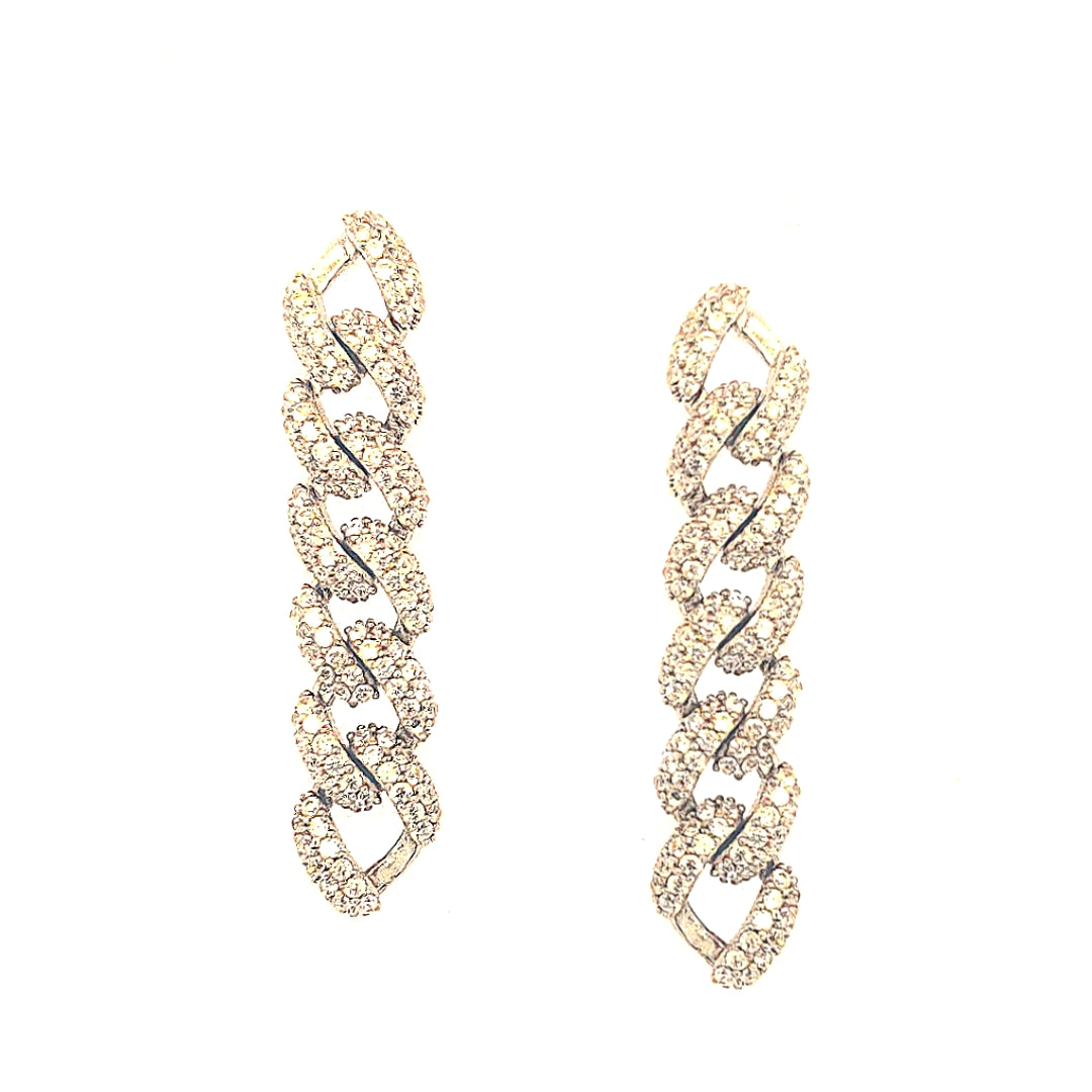 Sterling Silver Micropave Linked Earrings - HK Jewels