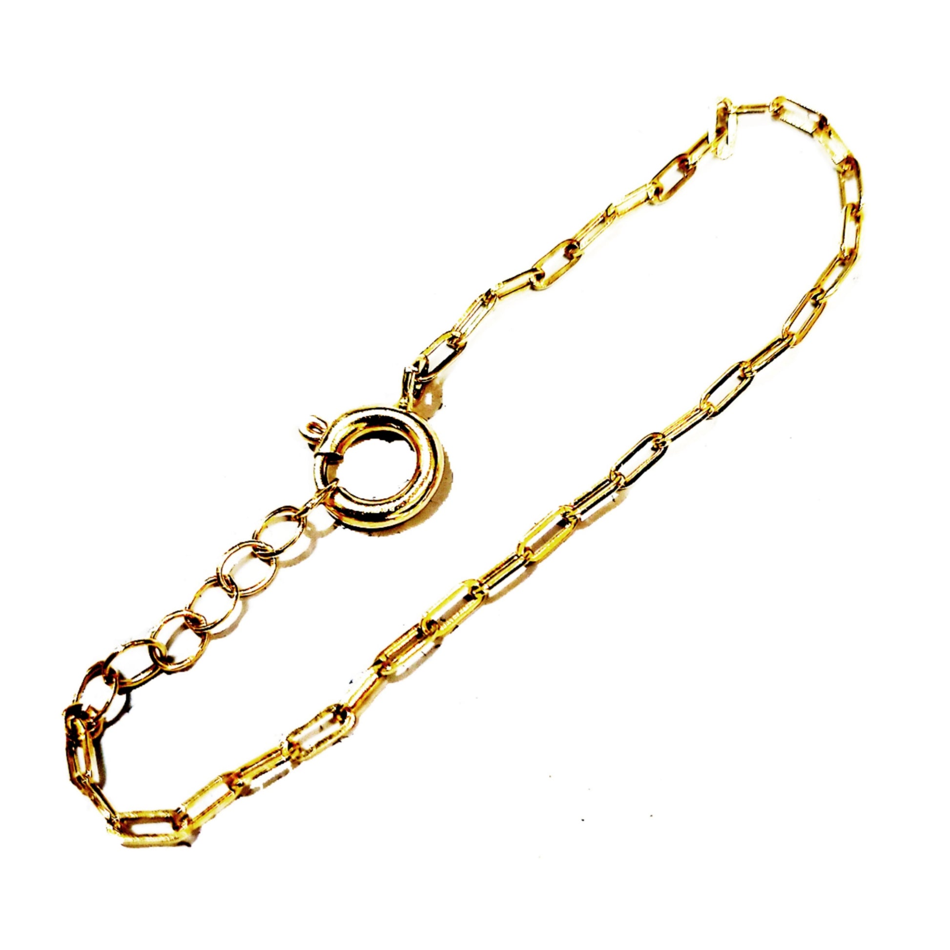 14k Yellow Gold Thin Paperclip Bracelet - HK Jewels