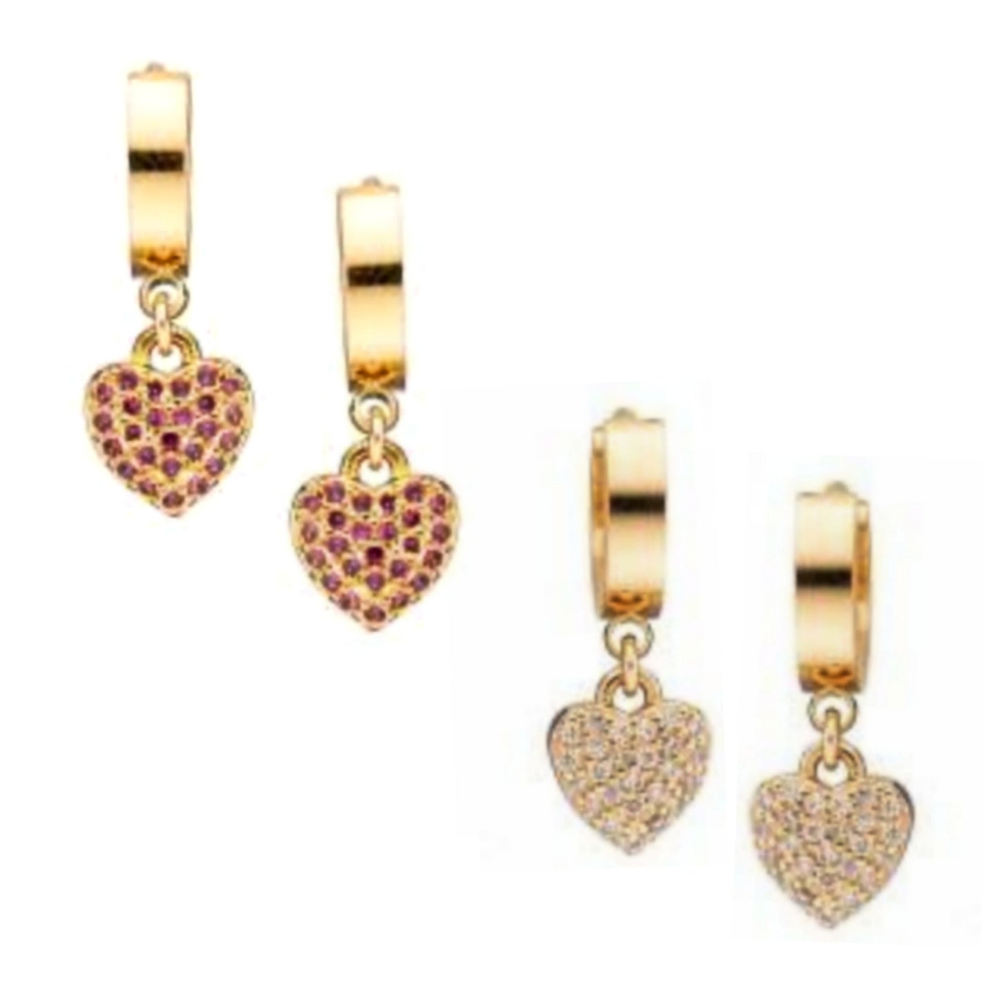 Surgical Steel Small CZ Heart Huggie Earring - HK Jewels