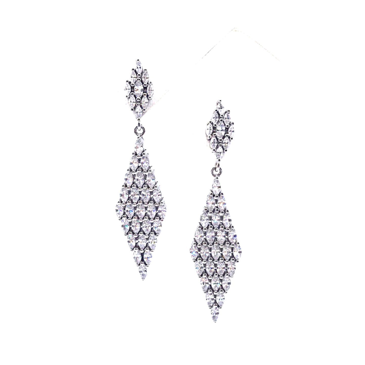 Sterling Silver Diamond Shape Earrings - HK Jewels