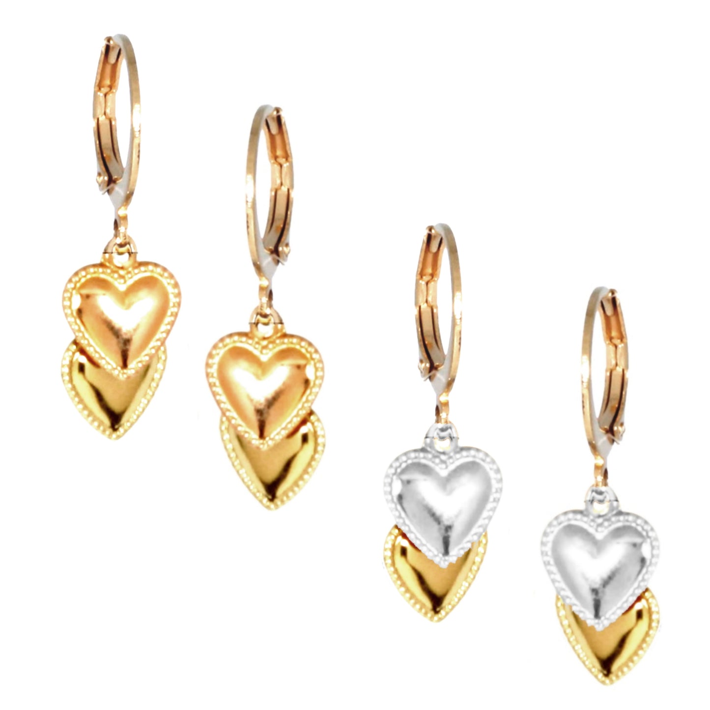 Surgical Steel Double Heart Earring - HK Jewels