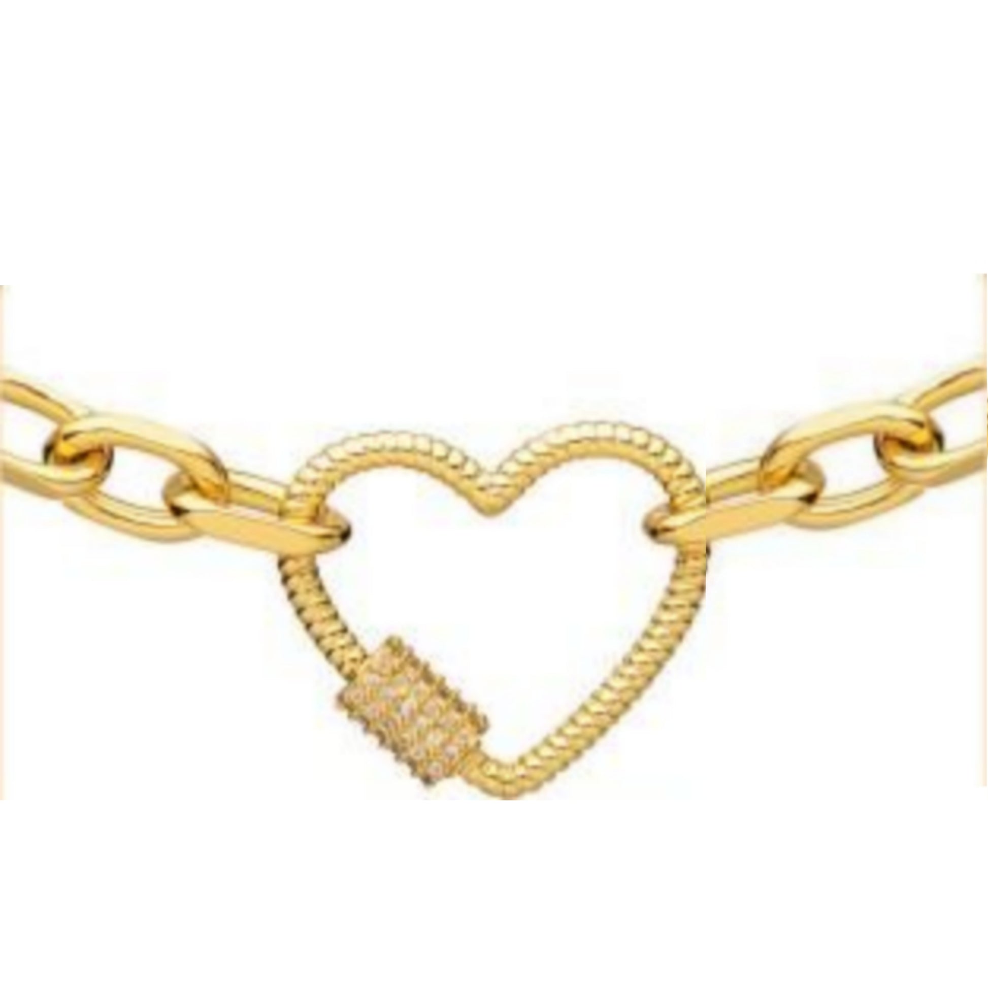 Gold Plated Oval Link With CZ Center Bracelet - HK Jewels