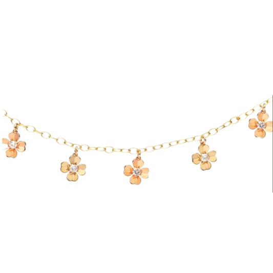 Gold Filled Rose and Gold Flower Charm Children's Bracelet - HK Jewels