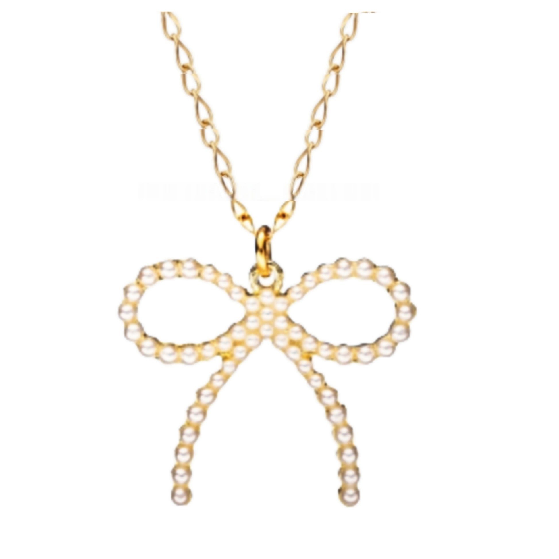 Gold Plated Pearl Bow Necklace - HK Jewels