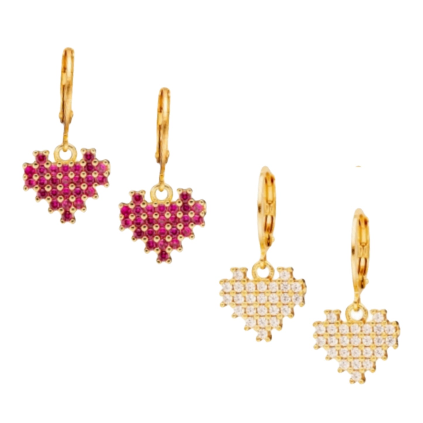 Surgical Steel Clear CZ Heart Earring - HK Jewels