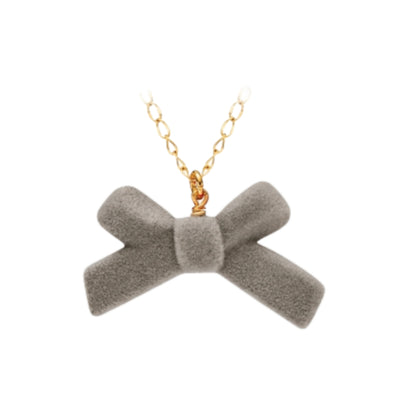 Gold Plated Chain With Velvet Bow Necklace - HK Jewels