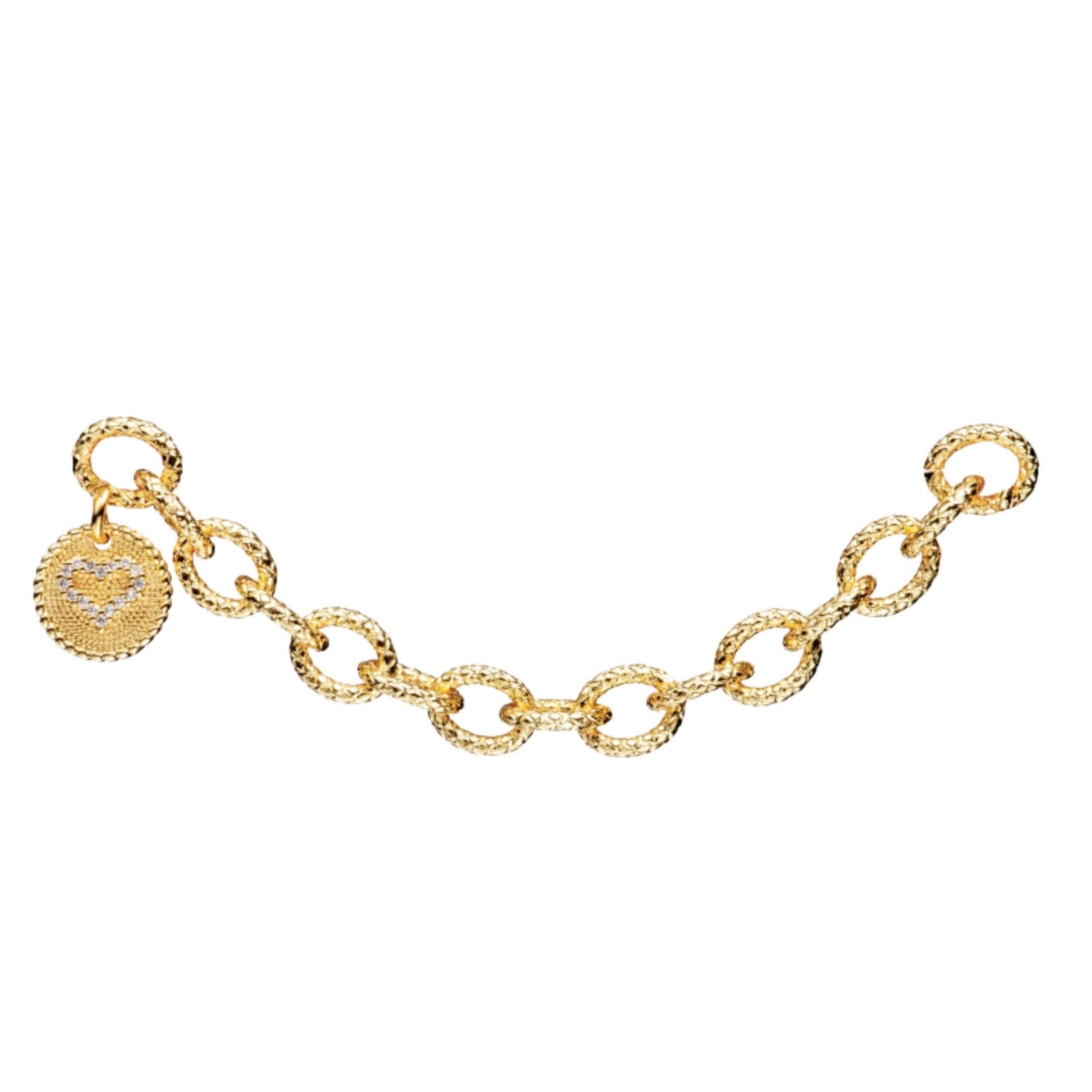 Gold Plated Textured Large Link  Bracelet - HK Jewels