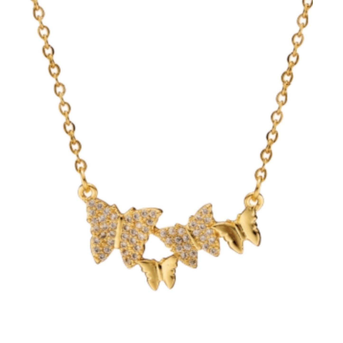 Gold Plated Double CZ Butterfly Necklace - HK Jewels