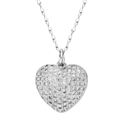 Double Sided CZ  Heart Necklace - HK Jewels