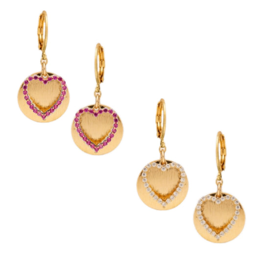 Surgical Steel CZ Heart And Circle Earrings - HK Jewels