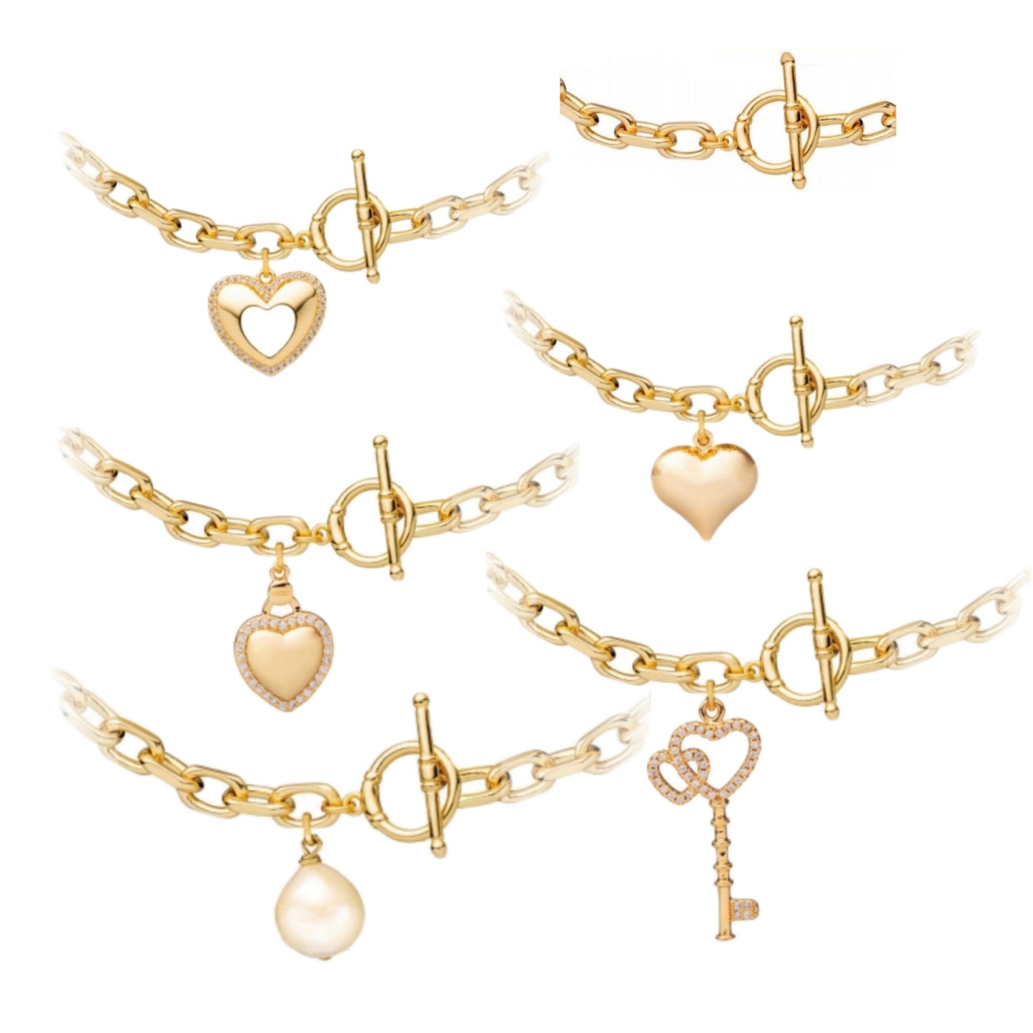 Gold Plated Oval Large Link  Bracelet - HK Jewels